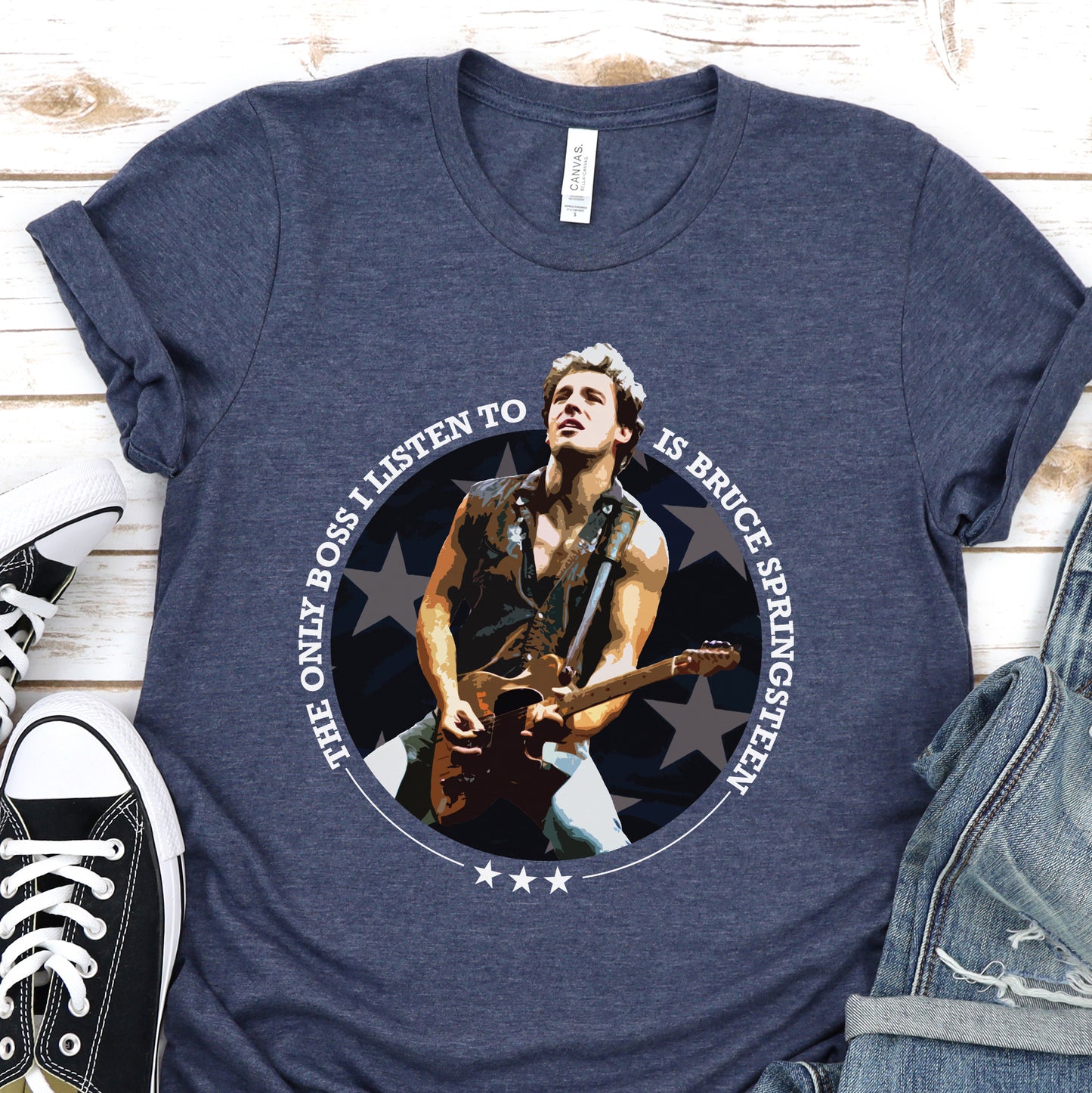 Bruce Springsteen | The Only Boss I Listen To | Graphic Tee w/ Flag Background